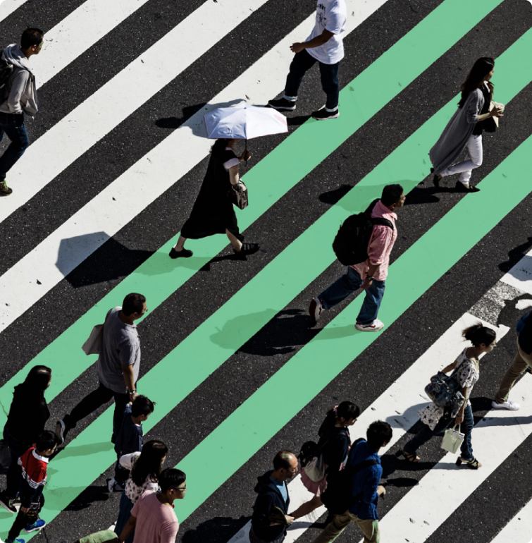 People on a pedestrian crosswalk