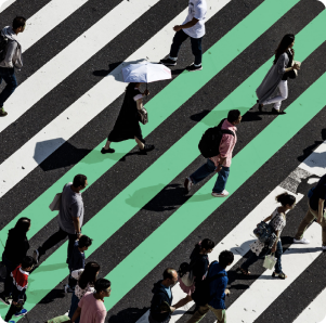 People on a pedestrian crosswalk